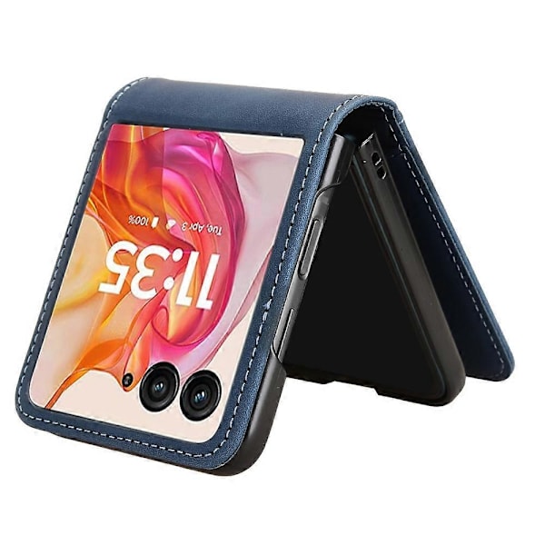 Läderfodral Kompatibelt med Motorola Razr 50 Ultra-Perfet Blue