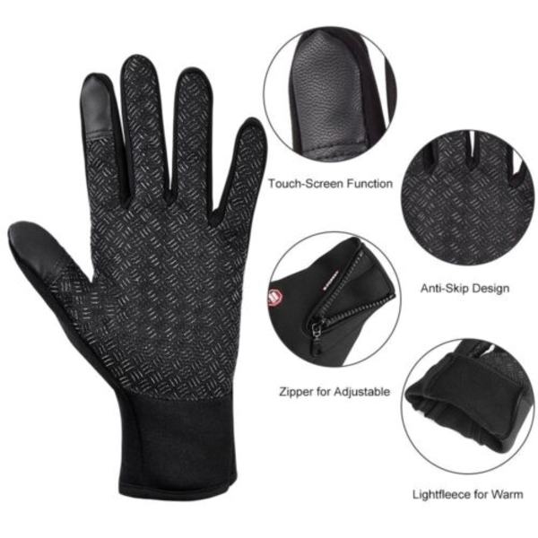 Winter Warm Vindtät Vattentät Anti-slip Thermal screen Handskar Black S