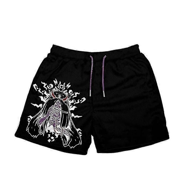 Japanske Anime Shorts Baki Haman Trykte Mænds Street Beach Shorts Casual Løse Mænds Elastisk Talje Sorte Shorts - Perfekt black6 L