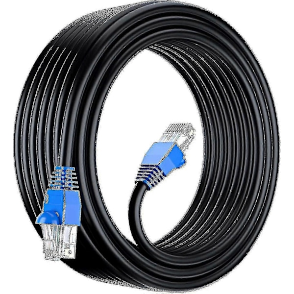 50m Cat6 Utendørs Vanntett Direkte Nedgravbar Ethernet Nettverkskabel - Utp - Cca - 550 Mhz - Svart 50 Meter-Perfet