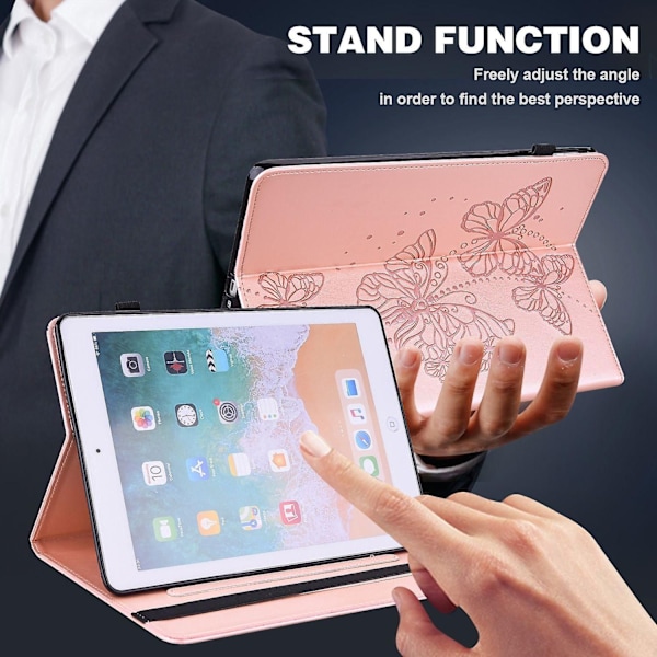 Fjärilsmönstrat Läderfodral för Tablet Kompatibelt med Lenovo Tab M9-Perfet Pink
