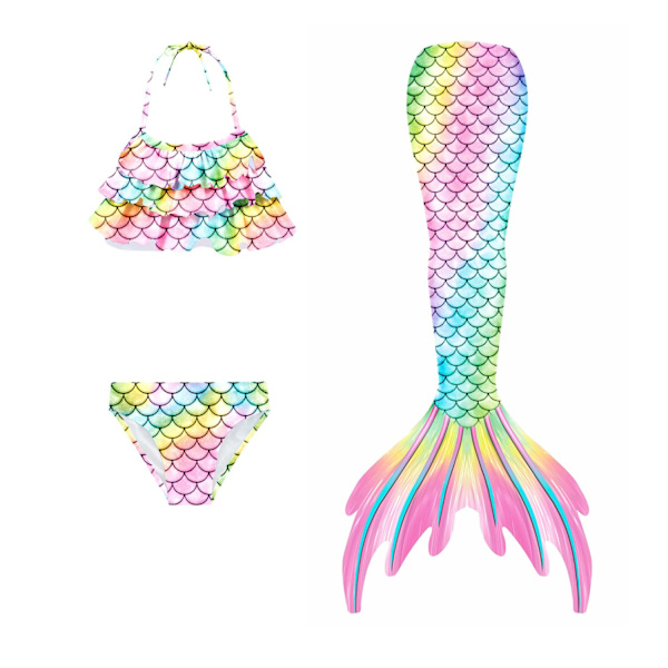 Fishtail baddräkt för barns strandbikini sjöjungfru baddräkt 10-11 år gammal- Perfet 10-11 years old 140#