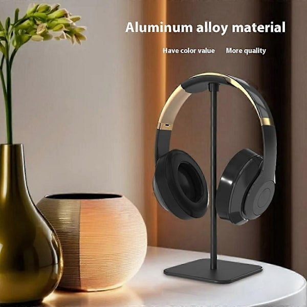 JD079 Hörlursställ för skrivbord i aluminiumlegering + silikon - Svart - Perfekt för spelheadset Black