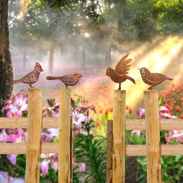 Packa rostig metall fågel silhuetter Trädgård staket dekor bondgård konst trädgårdsskötsel dekoration Fågel statyer Fågel statyett- Perfet