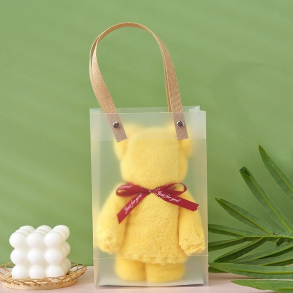 1. Coral Velvet Fleece e Bear Håndklæde Tote Bag Lommetørklæde Abso - Perfet Yellow