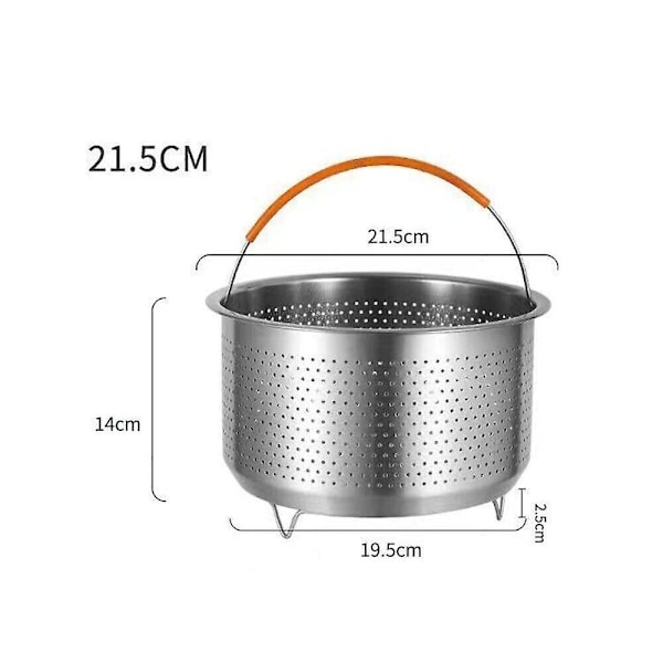 Trykkoker med innebygd dampkurv i rustfritt stål - Perfekt for ris 20cm