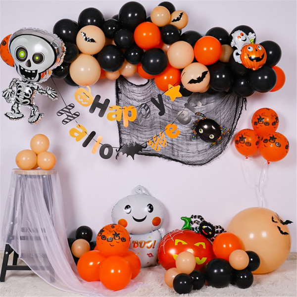 Halloween Ballong Dekoration Arch Kit med spindelskelettfladdermus - Perfet #3