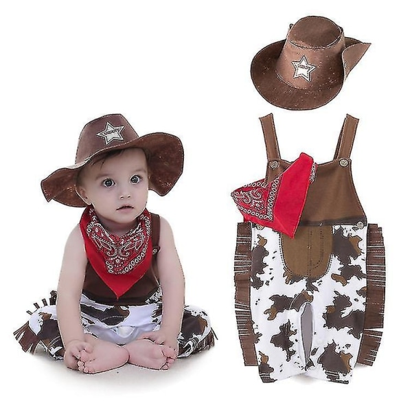 3 stk cowboy kostume sæt til baby - Perfet 90