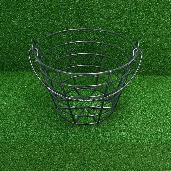 Golfkurv i rustfrit metal, golfbanekurv, golfboldbeholder, boldbeholdere, holder til 50 bolde - Sort - Perfekt