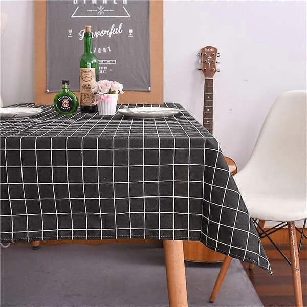 Bordsduk för Hem Linne Bomull Rutig Randig Matbordsduk Kök Dekorativ Rektangulär Coff-Perfet Big red fine plaid 140x250CM