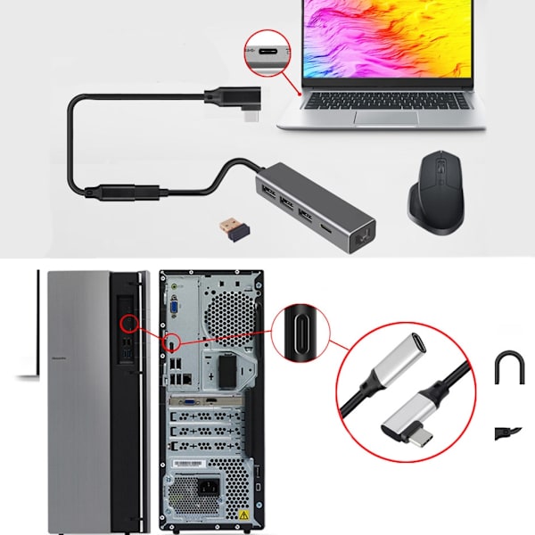 USB kabelförlängare Datakabel Förlängningskabel Typ-C hane till hona USB kontakt Förlängningskabel för PC- Perfet 2m