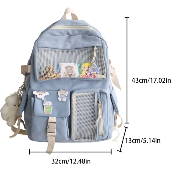 Student Ryggsekk Mini Super Kapasitet Kawaii Ryggsekk Søt Bag blue