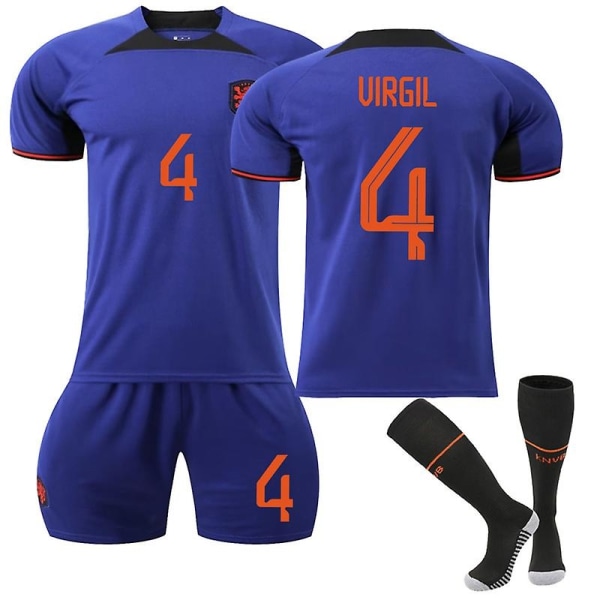 22-23 World Cup Alankomaat Away Jersey -jalkapalloharjoituspuku - Perfet VIRGIL 4 Kids 16(90-100CM)