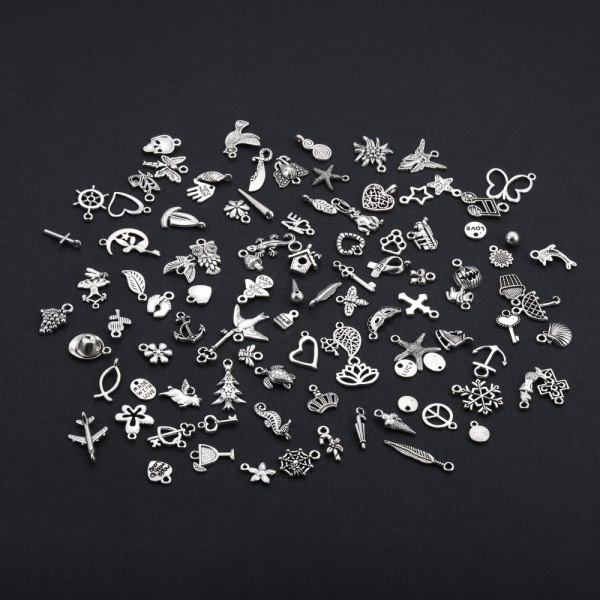 100 st Silver Charms Hängen för DIY smycken tillbehör Silver - Perfet