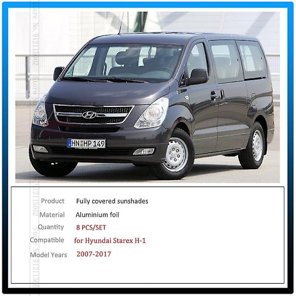 Full Cover Solskydd för Hyundai Starex H-1 Huiyi iMax 2007-2017 Solskyddsskydd Fönstervisir Vindrutor Biltillbehör-Perfekt Rear Windows