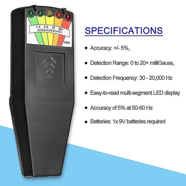 CNE Emf Meter magnetfeltdetektor med 9v batteri - Perfet