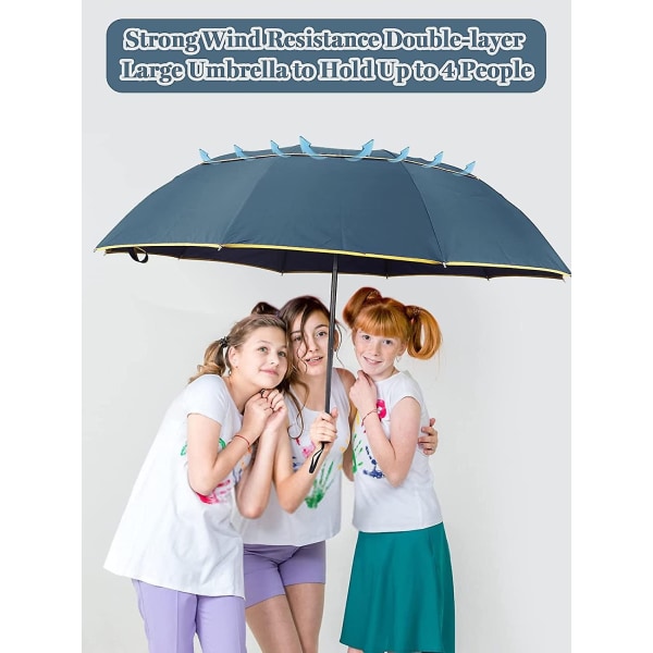 extra stort golfparaply, hopfällbart paraply, regntätt kompakt paraply, överdimensionerad dubbelventilerad kapell - Perfet