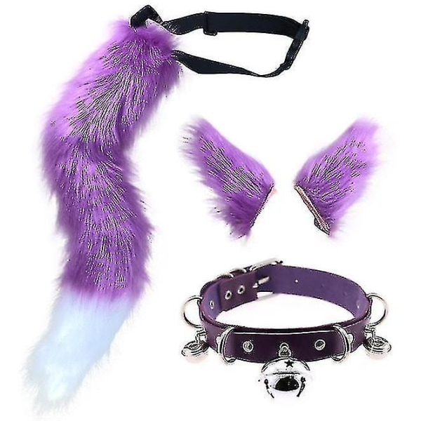 Häntä ja set, Long Fox Tail Cosplay tekoturkis Furry Fox Wolf Tail Kit - Purppura - Perfet