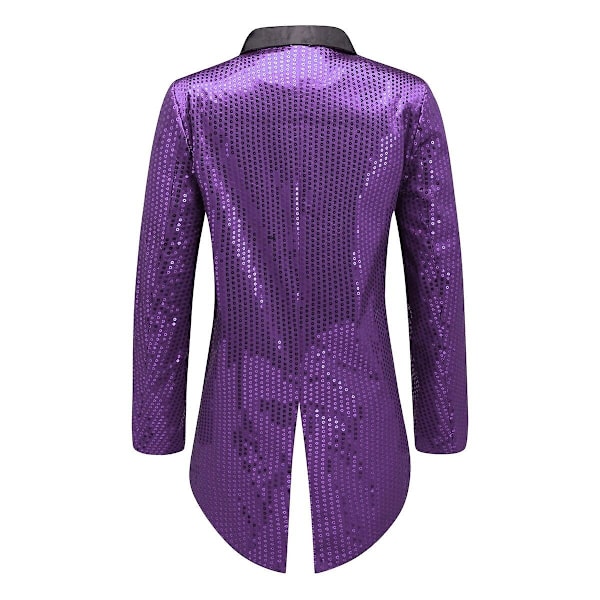 Sliktaa Herre Paljett Svalehalefrakk Jakke Fest Show Tux Kjole Frakk - Perfekt Purple M