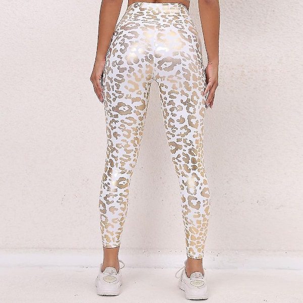 Yoga Leggings for Kvinner - Magekontroll, Rumpeheving, Høy Midje, Trening, Treningsstudio, Beskårne Leggings, Leopard Svart Hvit Spandex Sport White S