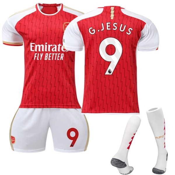 23-24 Arsenal Home Kids Football Kit med nr. 9 Jesus Socks Adult L