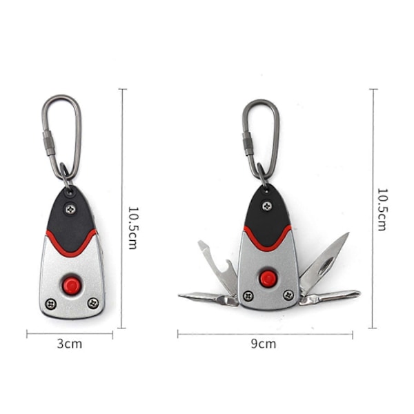 Fickkniv i rostfritt stål, mini multiverktyg, nyckelringsform, bärbar - Perfekt Primary Colors