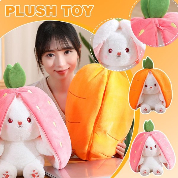 Bunny Plysj Leke Kanin Bunny Kosedyr Doll Plysj Bunny wit Y - Perfet strawberry onesize