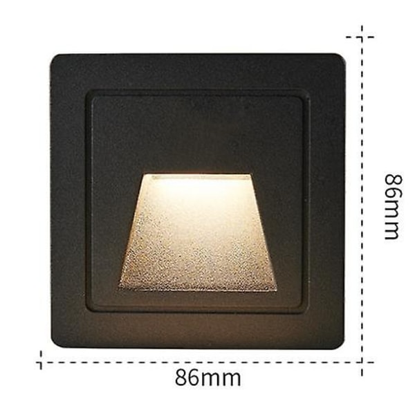 3W Indbygget LED Væglampe PIR Bevægelsessensor Trappe Lys AC85-265V Trinlampe Gangbelysning Udendørs Indendørs Vægbelysning - Perfekt Black Cold White 6000K