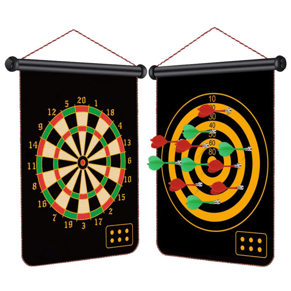 Magnetisk dartskive til børn Dobbeltsidet sæt med 12 pile hængende roller Up Sikker dartskive til indendørs udendørs familiespil til - Perfet