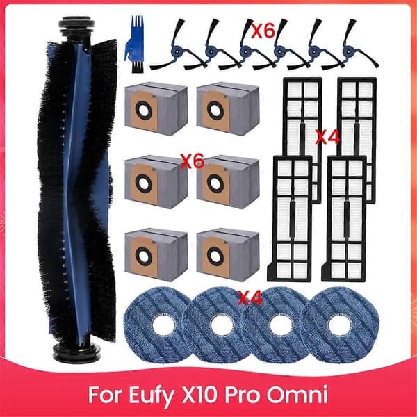 Kompatibel med Eufy X10 Pro Omni Deler Tilbehør Hovedsidebørste HEPA-filter - Perfekt