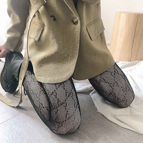 Kaksinkertaiset CC-kirjaimet Läpinäkyvät Ohut Sutisukat Verkkosukat Seksikäs Sutisukat Sutisukat Juhliin Klubille Mustat Tights Sutisukat - Yvan - ya-Perfet A