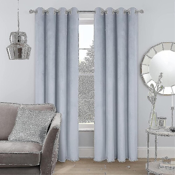 Luksuriøse termisk isolerte gardiner, tykke solide stuegardiner - Perfekt blendingsgardin Light Gray W 59x H 98 150cm*250cm