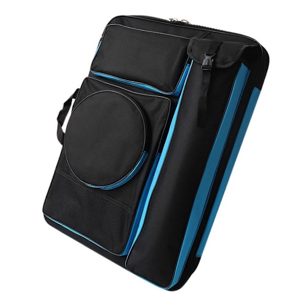 A4 Kunstporteføljeveske, Kunstnerryggsekk, Stor Oxford-stoff tote Bæreveske Skissebrett Bæreveske for Skissebok Utendørs Tegning-Perfekt Black Blue