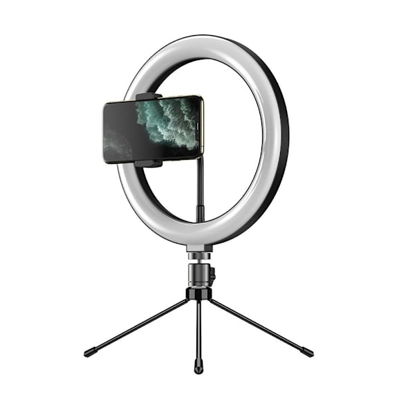 TikTok LED Selfie Lampe 26 cm med Stand - - Perfet Black Svart