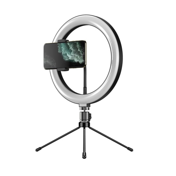 TikTok LED Selfie Lampe 26 cm med stativ - - Perfet Black Svart