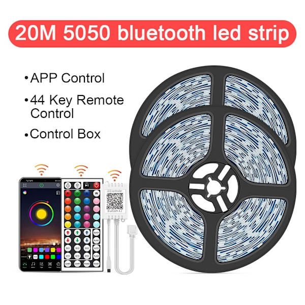 LED Strip Light RGB 5050/SMD2835 Flexible Ribbon DIY Led Light Strip RGB Tape Diode DC 12V bluetooth julbelysning - Perfet WS2811 5M 0 - 5W