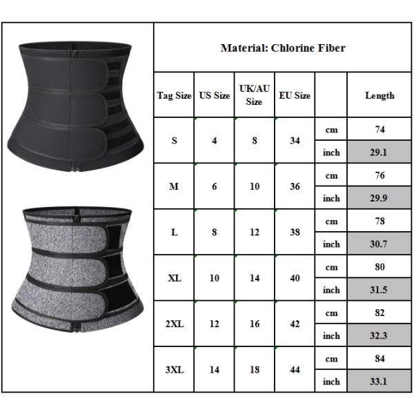 Naisten waist trainer vetoketju kolme vyötärövyötä urheilutreeni - Perfet black 2XL