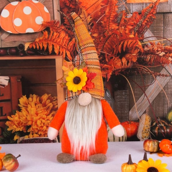 Kiitollisuudenpäivän Tontut Tomtes Plushi Koti Sisustus - Täydellinen Orange