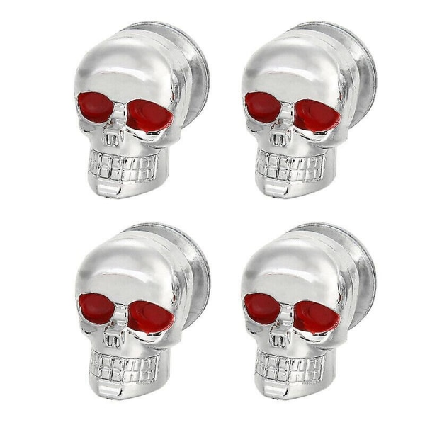 Skull Nummerskylt Ram Bultar Cap Motorcykel Bil Lastbil Auto (2 st, Silver) - Perfet