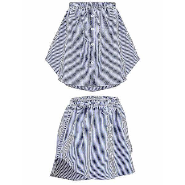 Naisten Paita-Pidennin Säädettävä Kerroksittainen Teko-Yläosa Hemin Paita Puoli Pitkä Minihame (Monivärinen, XL) - Perfet 4 Colors 2XL