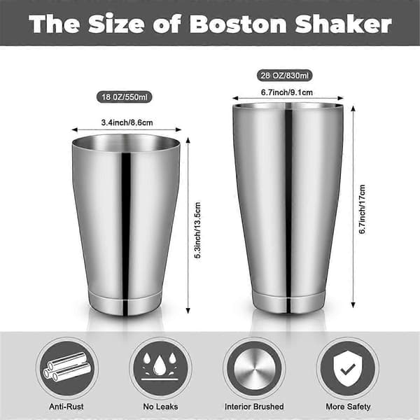 3 Sæt Cocktail Shakers Professionel Bar Shaker Boston Shaker Sæt Rustfrit Stål Martini Shaker Dryp-Perfekt