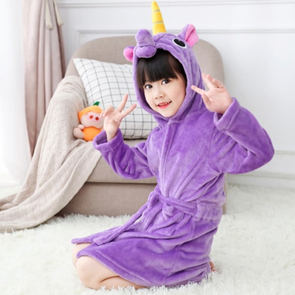 Barn Hette Badekåpe Håndkle Badekåpe Kjole Pyjamas - Perfet purple 4-5Years