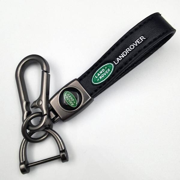 Læder Nøglering til Bil | Metal Finish | Robust Nøglering | Nøglering og Krogbeslag - Perfekt Silver Hardware Land Rover