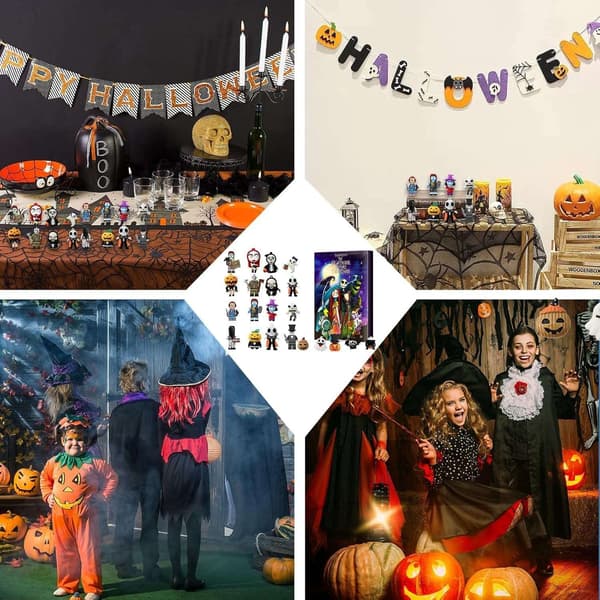 24-dagers Halloween-adventskalender, nøkkelring, juletrepyntgave - Perfekt A