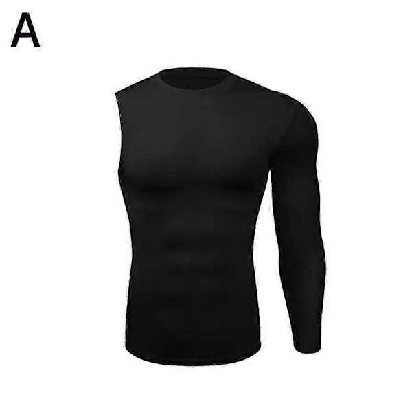 Mænds Sports En-ærmet Kompressions T-shirt Sportstights Left-black 85-95kg