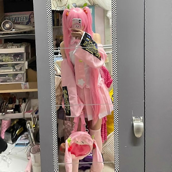 2024 Pink Miku Cosplay Kostume Performance Dragt Cos Suit Hatsune Miku Regulær C Dragt Paryk Cosplay Piger Forår Sakura Kirsebær Miku-Perfet Clothes with wig L