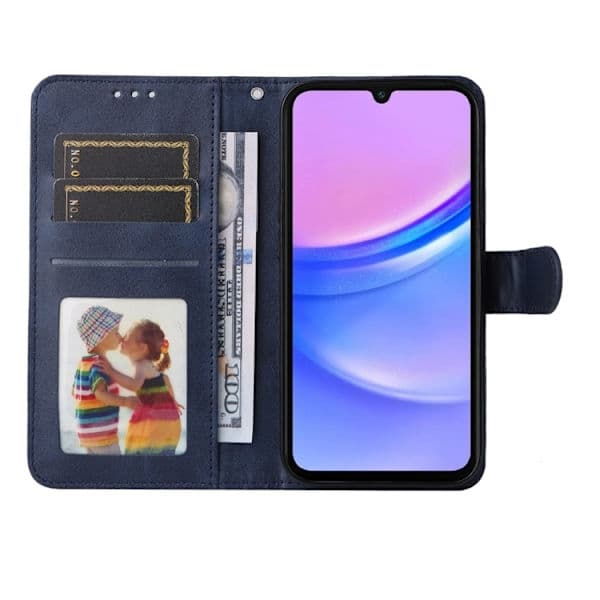 Samsung Galaxy A17 A26 A16 5G Telefonfodral med Lädertextur 0 Blå