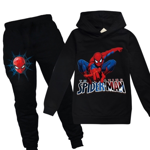 Kids Pojkar Spiderman Hooded Pullover Byxor 2st Kit Halloween - Perfet black 160cm
