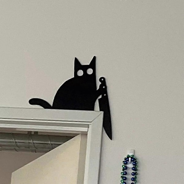 Nyaste Metall Söta Katt Dörr Toppar: Perfekt för Halloween Dörr Dekoration Ramhörn Kitten With Knife