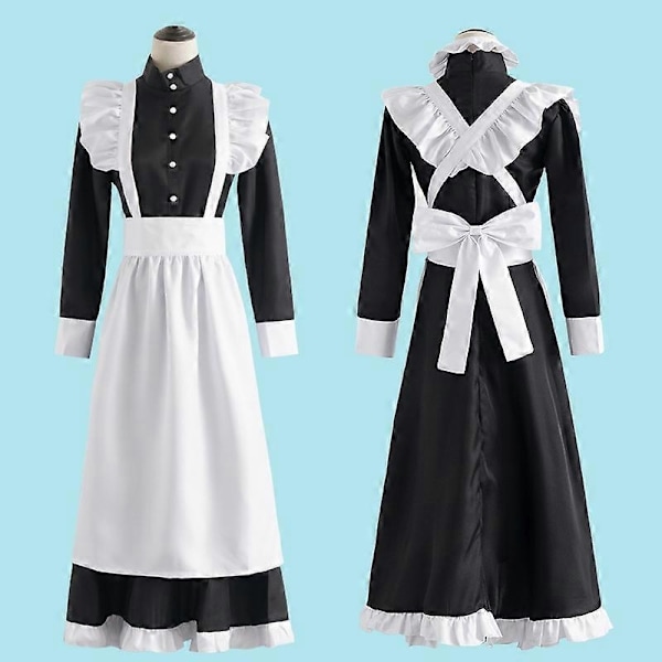 Klassinen Maid Cosplay -asu Söpö Pitkä Mekko Cosplay Puku Brittiläinen Tyyli Kahvila Maid Mekko - Täydellinen Female Sex XL